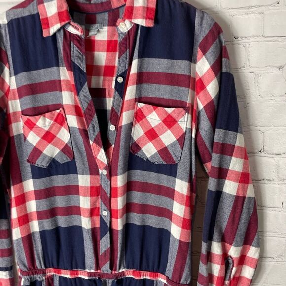 Aerie Plaid Flannel Romper, Sleepwear, Size Medium - Picture 4 of 8